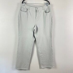 Quacker Factory DreamJeannes Regular 5 Pocket Knit Denim Boot Cut Pants 16 Gray